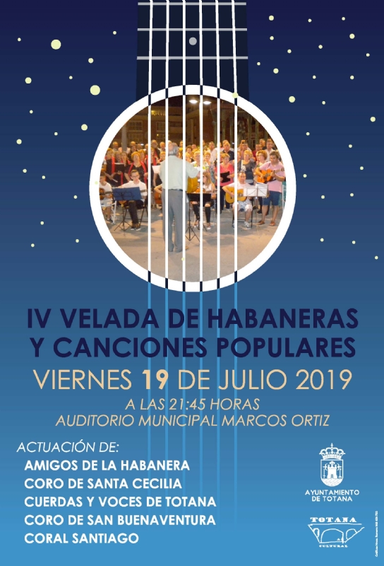Vídeo. La IV Velada de Habaneras y Canciones Populares se celebra este viernes 19 de julio en el auditorio del parque municipal “Marcos Ortiz”, con la participación de cinco grupos (21:45 horas)