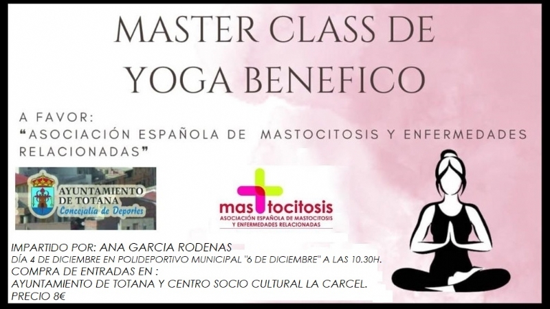 Vídeo. Se organiza una Master Class de Yoga Benéfica el próximo 4 de diciembre (10:30 horas) a favor de la Asociación Española de Mastocitosis