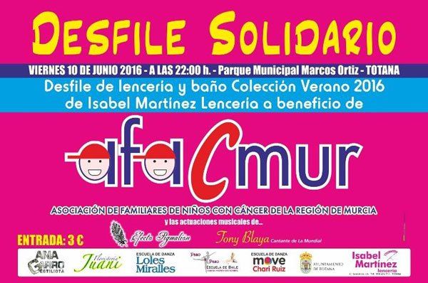 El parque municipal "Marcos Ortiz" acoge el próximo 10 de junio el desfile solidario de lencería y baño a beneficio de la Asociación de Familiares de Niños con Cáncer de la Región de Murcia