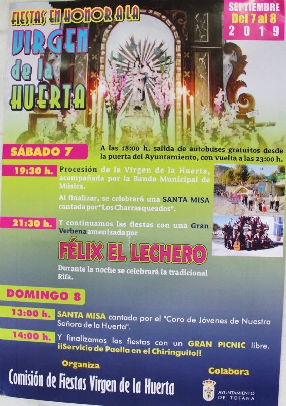 Las fiestas en honor de la Virgen de la Huerta se celebran en esta diputacin el prximo fin de semana del 7 y 8 de septiembre