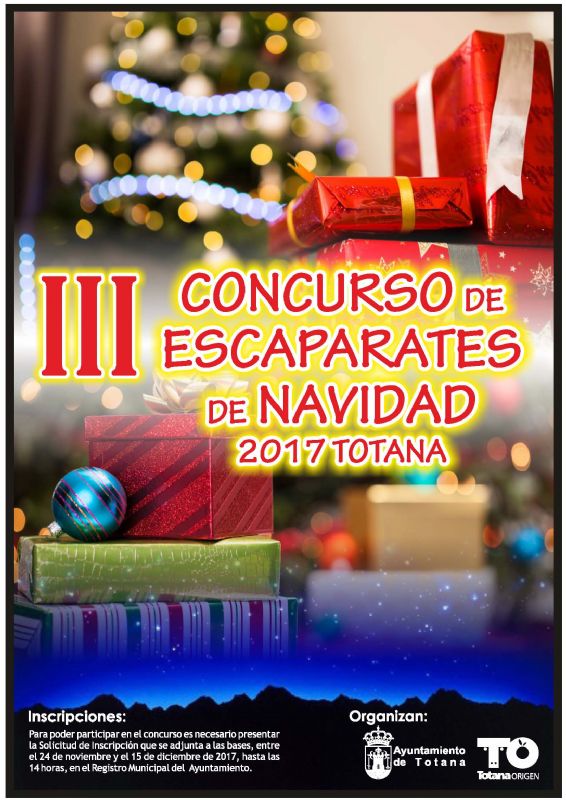 La Concejala de Cultura organiza el III  Concurso de Escaparates de Navidad2017 de Totana para promover la creatividad y generar un ambiente comercial festivo