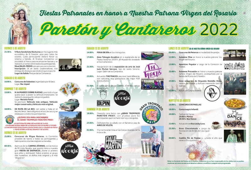 Las fiestas patronales de El Paretn-Cantareros darn comienzo el prximo 5 de agosto en honor a la Virgen del Rosario