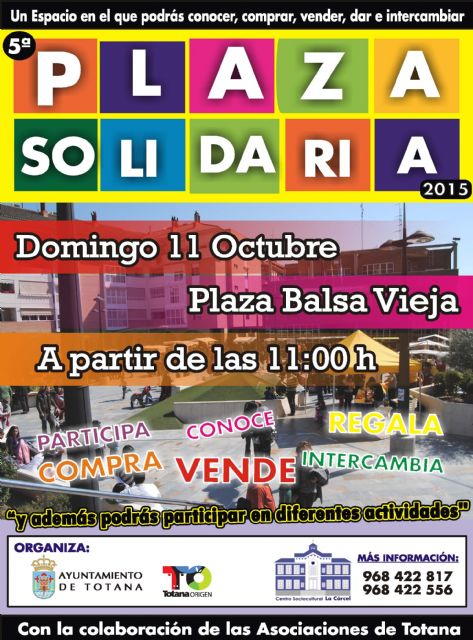 La Plaza Solidaria se convertir el 11 de octubre en un espacio para que las asociaciones intercambien experiencias y proyectos; y vendan productos para su autofinanciacin