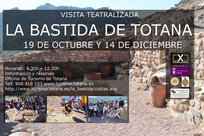 La Concejala de Turismo y Yacimientos Arqueolgicos ha programado para este otoo dos visitas teatralizadas (19 de octubre y 14 de diciembre) y una ambientada (16 de noviembre) en La Bastida