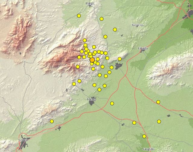 Proteccin Civil de Totana informa de que en los ltimos siete das se han producido un total de 142 pequeos terremotos en la zona del Valle Guadalentn