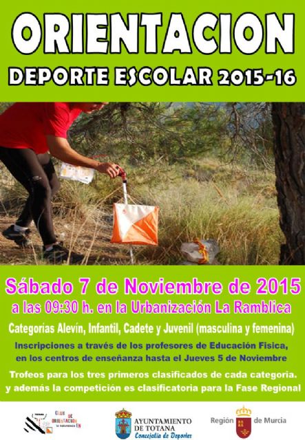 La Concejalía de Deportes organiza el próximo sábado 7 de noviembre la Fase Local de Orientación de Deporte Escolar, en la urbanización "La Ramblica"
