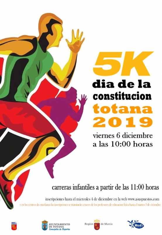 El próximo miércoles 4 de diciembre finaliza el plazo de inscripción para la Carrera Popular "5K Día de la Constitución", organizada por la Concejalía de Deportes
