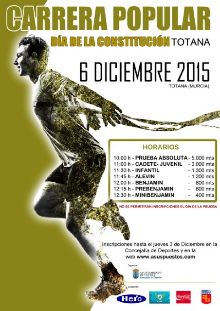 La Concejalía de Deportes organiza el próximo 6 de diciembre la Carrera Popular del 