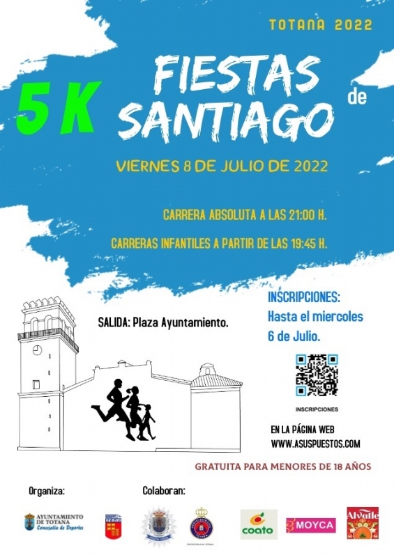 Hoy es el ltimo da para inscribirse en la Carrera Popular 5 K Fiestas de Santiago que se celebra este viernes 8 de julio, organizada por la Concejala de Deportes dentro de los festejos patronales