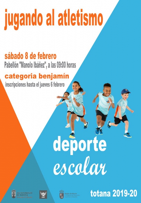 La Concejalía de Deportes organiza la Fase Local de Jugando al Atletismo de Deporte Escolar este sábado 8 de febrero en el Pabellón de Deportes "Manolo Ibáñez"