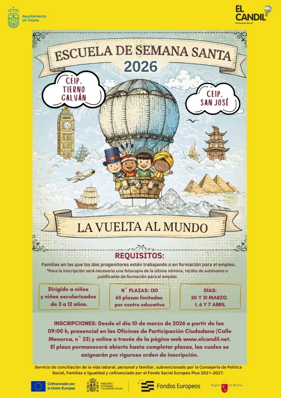 El martes 10 de marzo se abre el plazo de inscripci&oacute;n para participar en la Escuela de Semana Santa 2026, con un total de 130 plazas