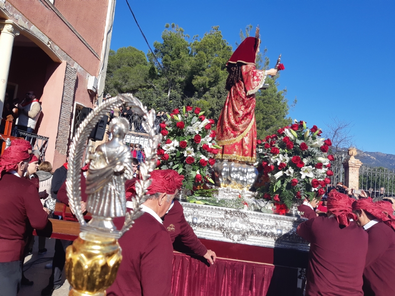 Cerca de 10.000 personas participan en la jornada de romera de Santa Eulalia de Mrida, Patrona de Totana, que regresa a su santuario en Sierra Espua
