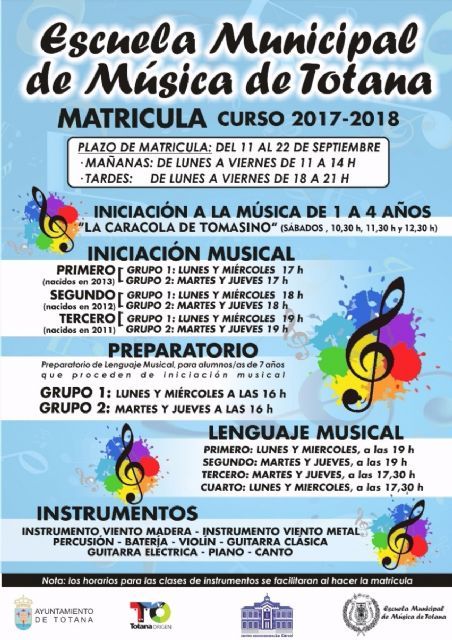 Vídeo. Se presenta la programación y el calendario del nuevo curso de la Escuela Municipal de Música que abre el plazo de matrícula para el 2017/2018, del 11 al 22 de septiembre