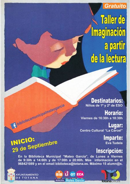Se oferta un Taller de Imaginacin a partir de la Lectura que se impartir a partir del 29 de septiembre en el Centro Sociocultural La Crcel