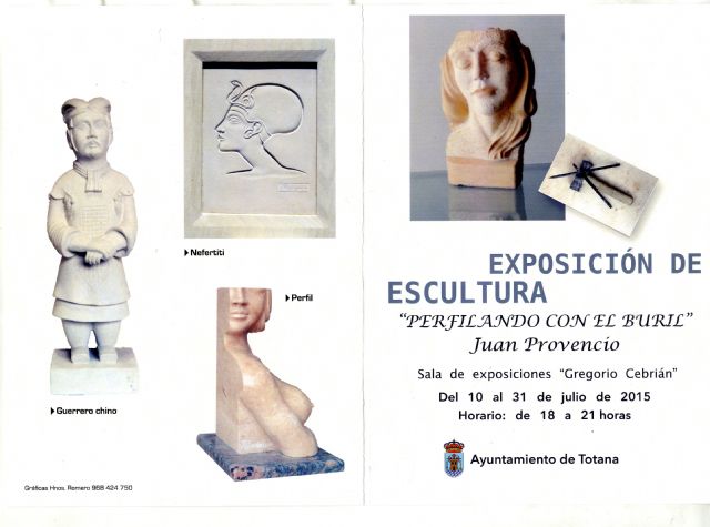 La Sala de Exposiciones Gregorio Cebrin acoge la muestra de escultura Perfilando con el buril, del artista aldameo Juan Provencio hasta el 31 de julio