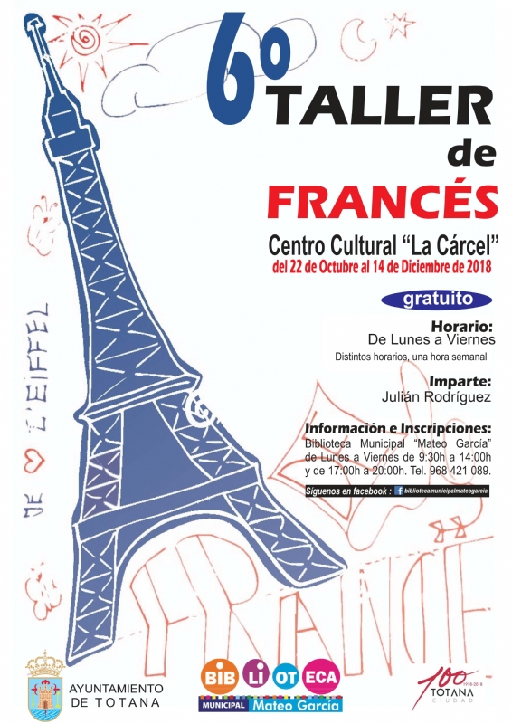 Se organiza el 6 Taller de Francs, del 22 de octubre al 14 de diciembre, en el Centro Sociocultural 