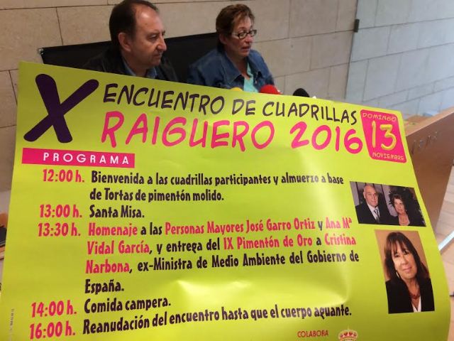 El X Encuentro de Cuadrillas de El Raiguero2016 se celebra este domingo, en el que se entregará el "IX Pimentón de Oro" a la ex ministra de Medio Ambiente, Cristina Narbona