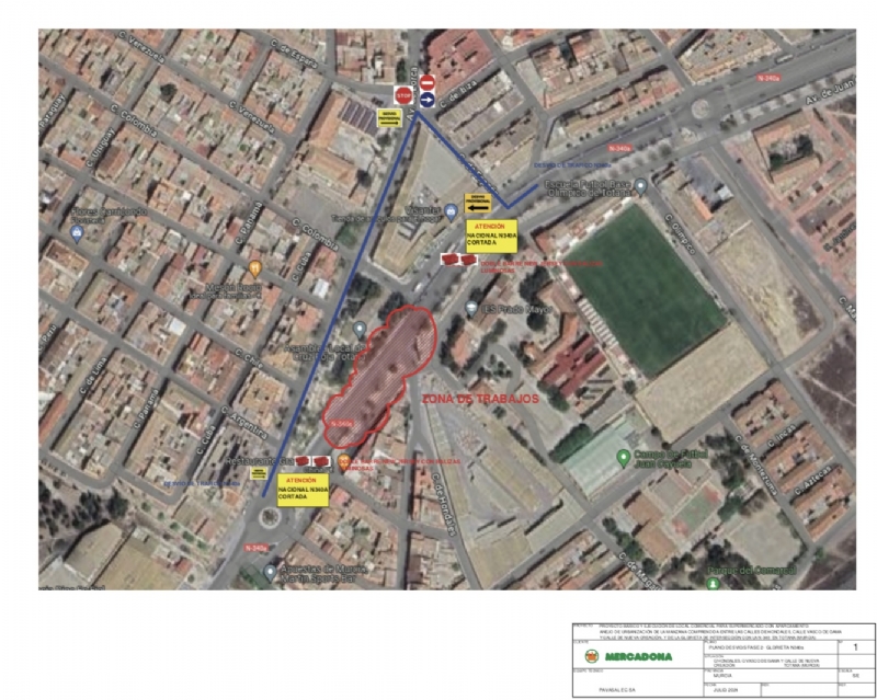 AVISO IMPORTANTE.- Se cortar al trfico el tramo de la avenida Juan Carlos I, entre la Glorieta Adolfo Surez y la calle Tabarca, hasta el mes de septiembre por las obras del nuevo Mercadona