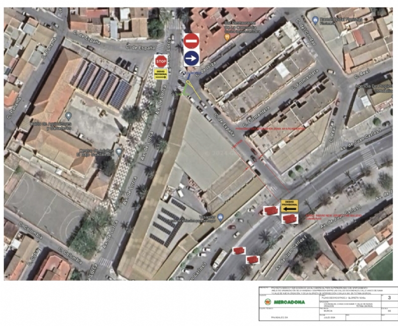 AVISO IMPORTANTE.- Se cortar al trfico el tramo de la avenida Juan Carlos I, entre la Glorieta Adolfo Surez y la calle Tabarca, hasta el mes de septiembre por las obras del nuevo Mercadona