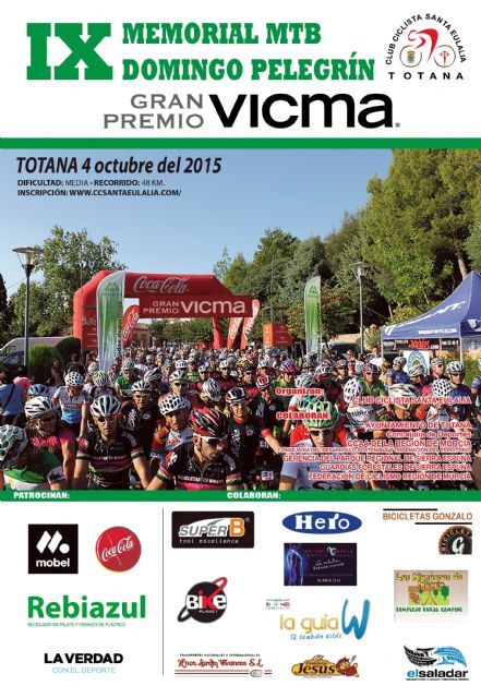 El IX Memorial MTB  "Domingo Pelegrín" se celebra este año el próximo día 4 de octubre por sendas y pistas forestales de Sierra Espuña