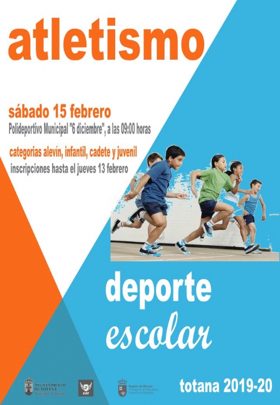 La Concejalía de Deportes organiza el próximo sábado 15 de febrero la Fase Local de Atletismo de Deporte Escolar, en el polideportivo municipal "6 de Diciembre"