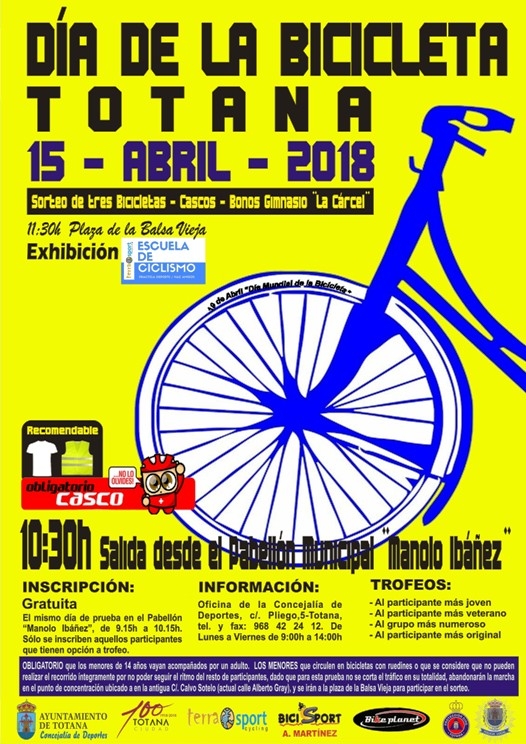 Vdeo. El Da de la Bicicleta se celebra este domingo 15 de abril, con salida del Pabelln de Deportes Manolo Ibez (10:30 horas); organizado por la Concejala de Deportes  