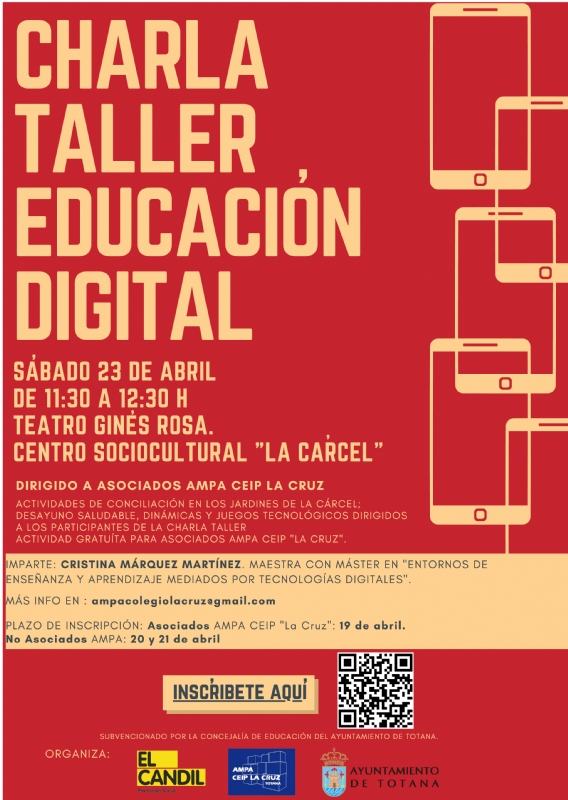 Arranca el perodo de inscripcin para la charla taller Educacin Digital, una iniciativa gratuita dirigida a padres del AMPA del CEIP La Cruz