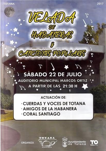 La Velada de Habaneras y Canciones Populares se celebrar el 22 de julio y contar con la participacin de tres grupos en el auditorio del parque municipal Marcos Ortiz