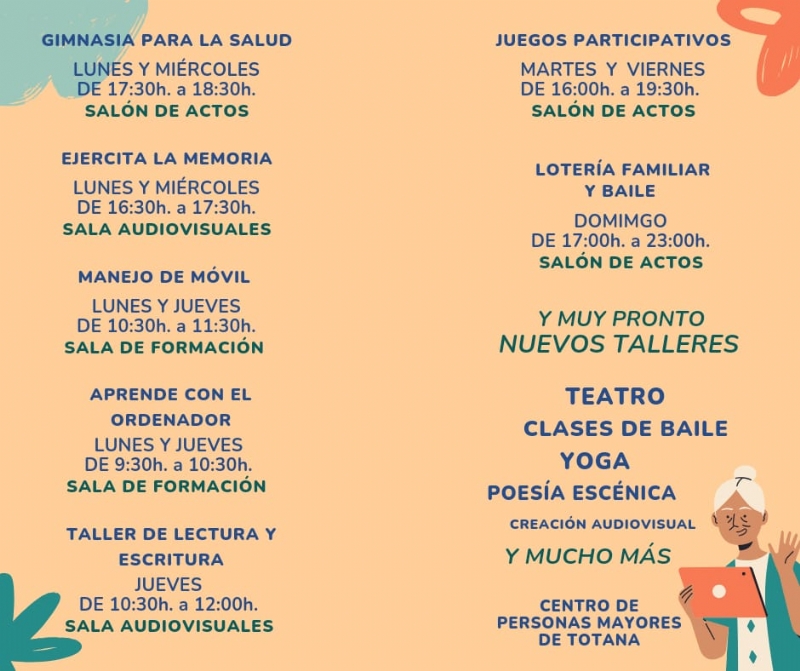 Amplan la oferta de actividades de dinamizacin de los Centros de Personas Mayores en Totana y El Paretn para el curso 2024/2025