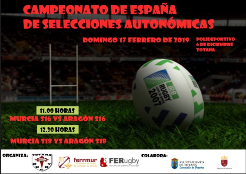 Vídeo. Totana acoge este domingo 17 de febrero el Campeonato de España de Selecciones Autonómicas de rugby, con los combinados de Murcia y Aragón sub-16 y sub-18