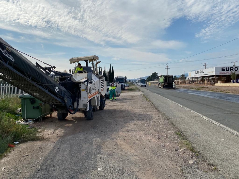 Acometen durante esta semana las obras de rehabilitacin del firme de varios tramos de la carretera N-340 en el trmino municipal de Totana
