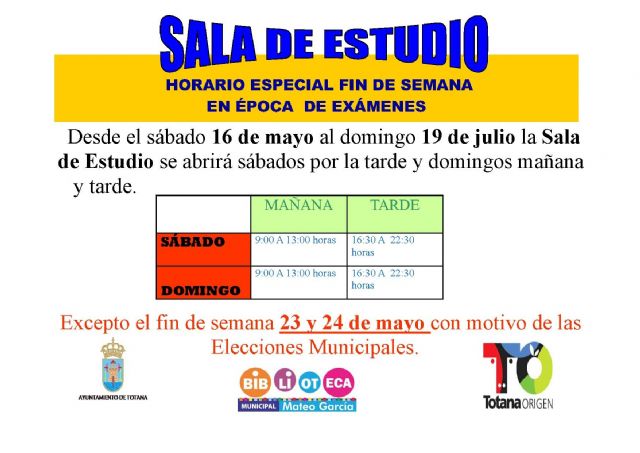 Se amplía el horario de la Sala de Estudio del Centro Sociocultural "La Cárcel" con motivo de los exámenes de final del curso durante los fines de semana