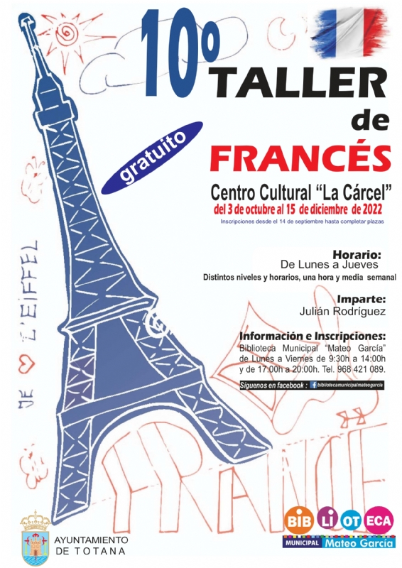 Se retoman los talleres de conversacin de francs, que tendrn lugar del 3 de octubre al 15 de diciembre