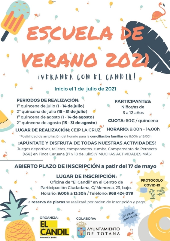 Este lunes se abre el plazo para la Escuela de Verano2021 que promueve el Colectivo El Candil desde julio a finales de agosto