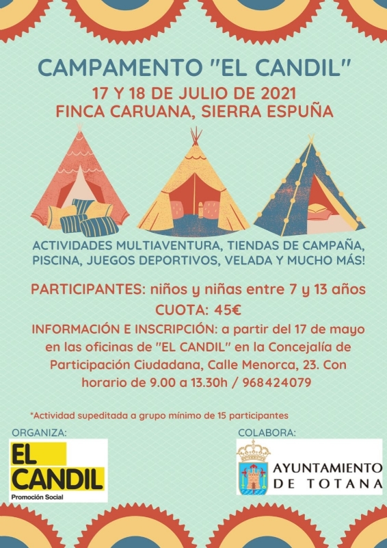 Este lunes se abre el plazo para la Escuela de Verano2021 que promueve el Colectivo "El Candil" desde julio a finales de agosto