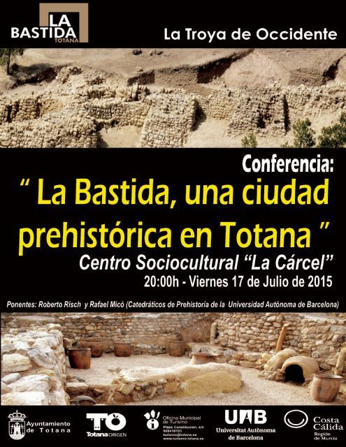 Las concejalas de Yacimientos Arqueolgicos y Cultura organizan la conferencia La Bastida, una ciudad prehistrica en Totana este viernes en La Crcel,  a partir de las 20:00 horas