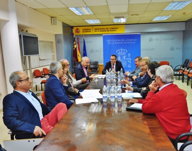 Autoridades municipales acompaan a los afectados por la Lnea de Alta Tensin de la Planta Fotovoltaica en su reunin con el delegado del Gobierno en Murcia