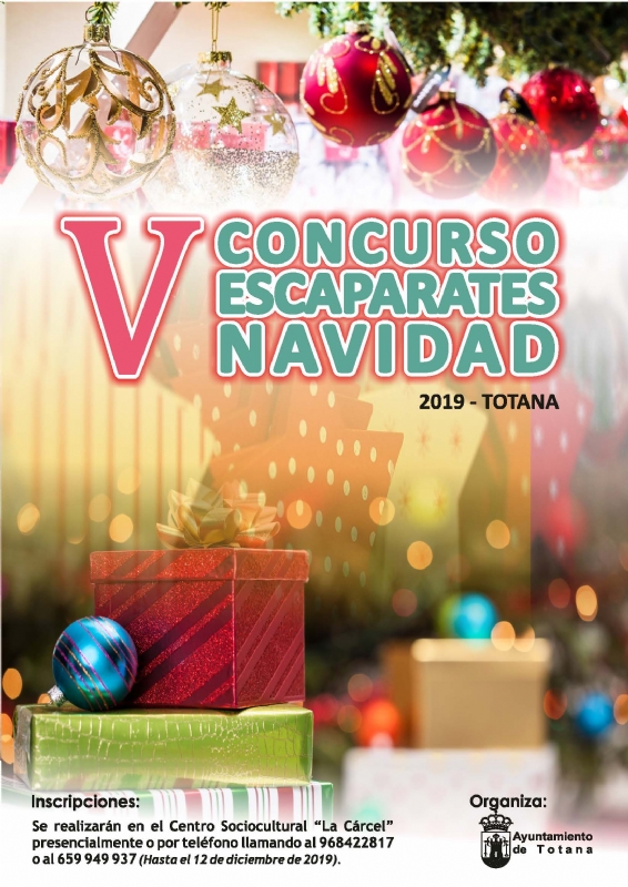 La Concejala de Cultura organiza el V Concurso de Escaparates de Navidad 2019, cuyas inscripciones se han de efectuar del 18 de noviembre al 12 de diciembre en La Crcel