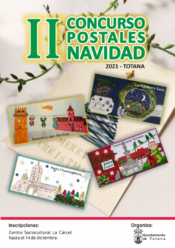 La Concejala de Cultura organiza el II Concurso de Postales de Navidad Totana2021 en diferentes categoras