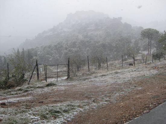 LA CARRETERA DE LAS ALQUERAS HACIA EL COLLADO BERMEJO PERMANECE CORTADA AL TRFICO POR LA NIEVE Y LAS PLACAS DE HIELO ACUMULADAS CON MOTIVO DE LA OLA DE FRO QUE EST AZOTANDO A LA REGIN