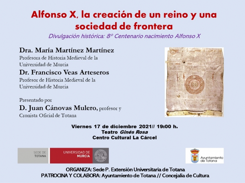Organizan una charla-coloquio este viernes (19:00 horas), en el Teatro Gins Rosa, sumndose a los actos conmemorativos del octavo centenario del nacimiento de Alfonso X