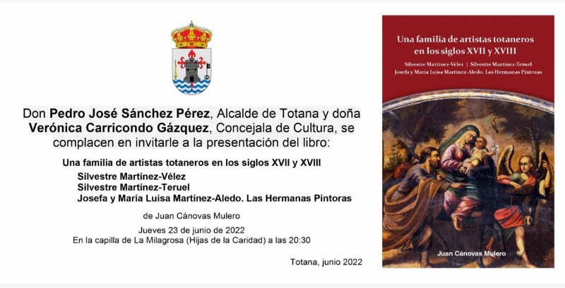 El historiador Juan Cnovas Mulero presenta el prximo jueves 23 de junio su libro Una familia de artistas totaneros en los siglos XVII y XVIII
