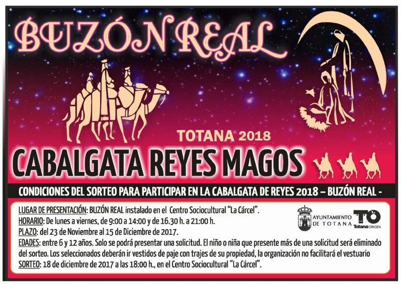 El Buzn Real para participar en la Cabalgata de los Reyes Magos del 2018 permanecer en el Centro Sociocultural La Crcel, del 23 de noviembre al 15 de diciembre