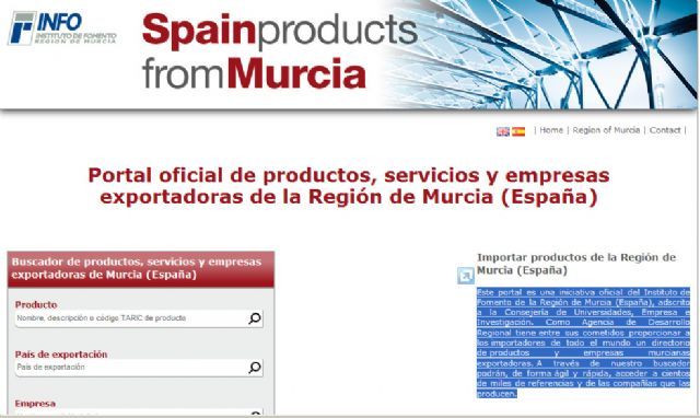 MAÑANA SE PRESENTA EN TOTANA LA PLATAFORMA GRATUITA DE COMERCIO ELECTRÓNICO "SPAIN PRODUCTS FROM MURCIA" A TRAVÉS DE LA CUAL SE OFRECE UN CATÁLOGO A LOS IMPORTADORES DE LOS PRODUCTOS DE LOS EMPRESARIOS