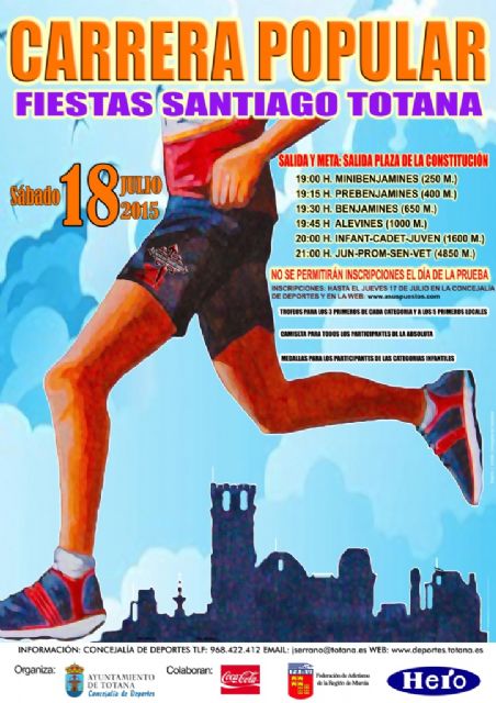 Hasta el 16 de julio se pueden inscribir los atletas interesados en participar en la Carrera Popular Fiestas de Santiago se celebrar el sbado 18 de julio, que incluye seis carreras y once categoras