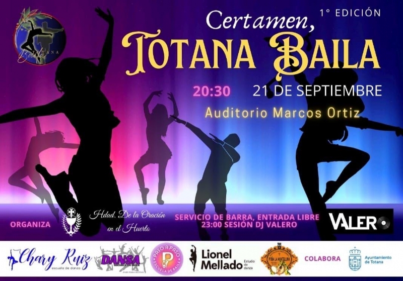 El auditorio Marcos Ortiz acoge este sbado (20:30 horas) el I Certamen Totana Baila, organizado por la Hermandad de la Oracin en el Huerto