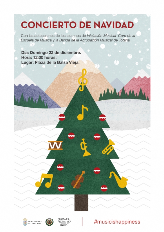 La Agrupacin Musical de Totana celebra este ao el tradicional Concierto de Navidad, en la plaza de la Balsa Vieja; que tendr lugar este domingo 22 de diciembre (12:00 horas)