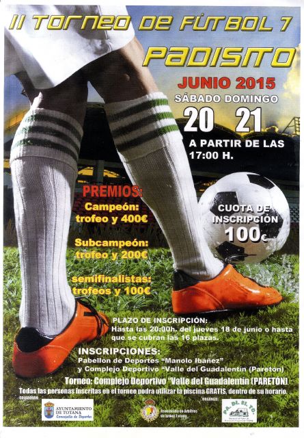 El II Torneo de Fútbol-7 "PADISITO" se celebra este próximo fin de semana en el Complejo Deportivo "Valle del Guadalentín" de El Paretón