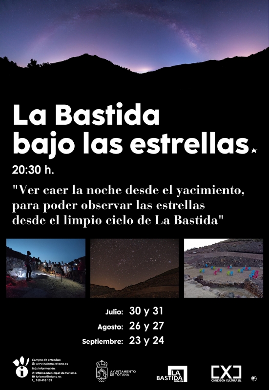Los das 30 y 31 de julio se celebran sendas visitas del programa La Bastida bajo las estrellas, que organiza la Concejala de Turismo
