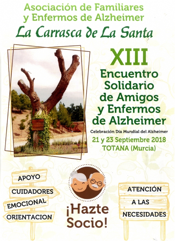 La Asociación de Familiares y Enfermos de Alzheimer "La Carrasca de La Santa" organiza del 21 al 23 de septiembre el XIII Encuentro Solidario con motivo del Día Mundial del Alzheimer